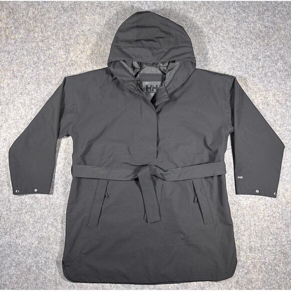 Helly Hansen Lilja Belted Poncho Women’s S Black Performance Hooded Jacket Sail - Picture 1 of 13
